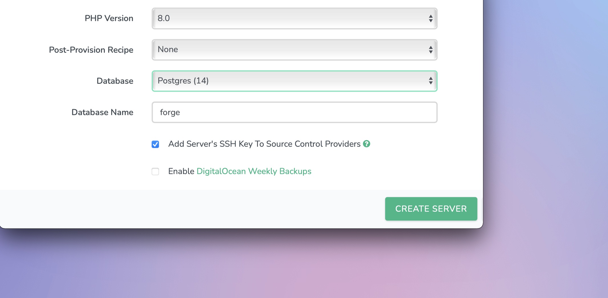 Forge: MariaDB 10.6 and PostgreSQL 14