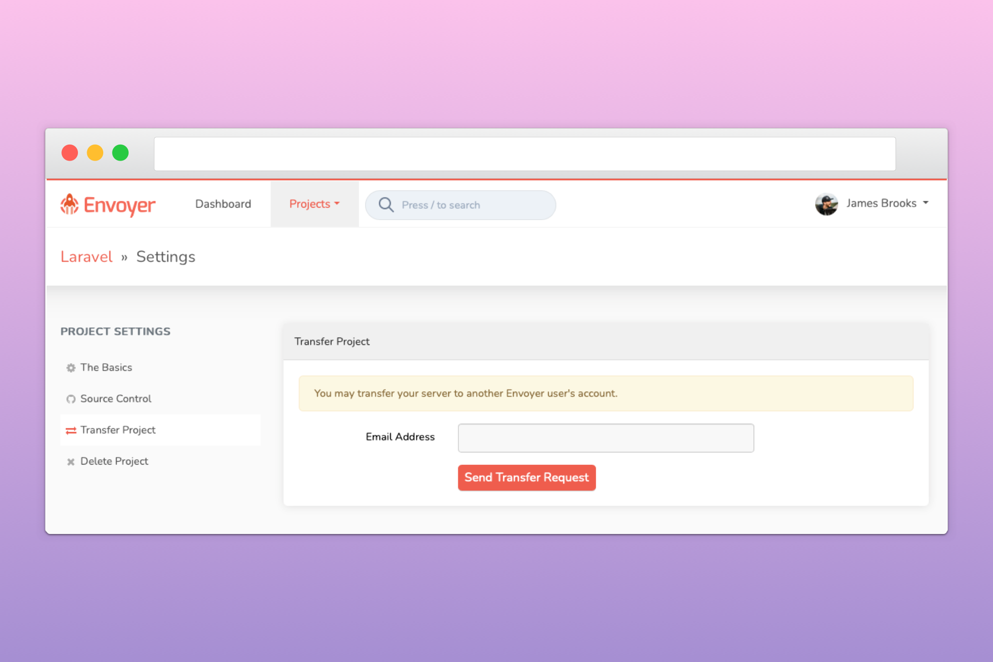 Envoyer: Transfer Projects