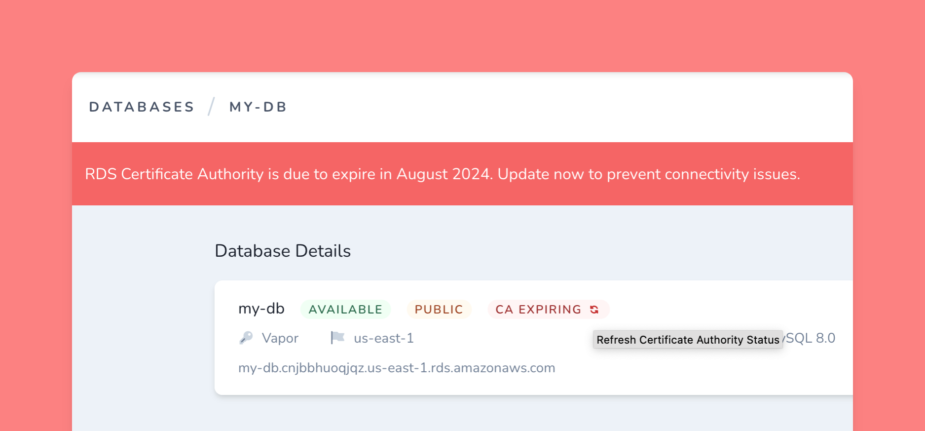 Vapor: RDS Certificate Authority Expiry