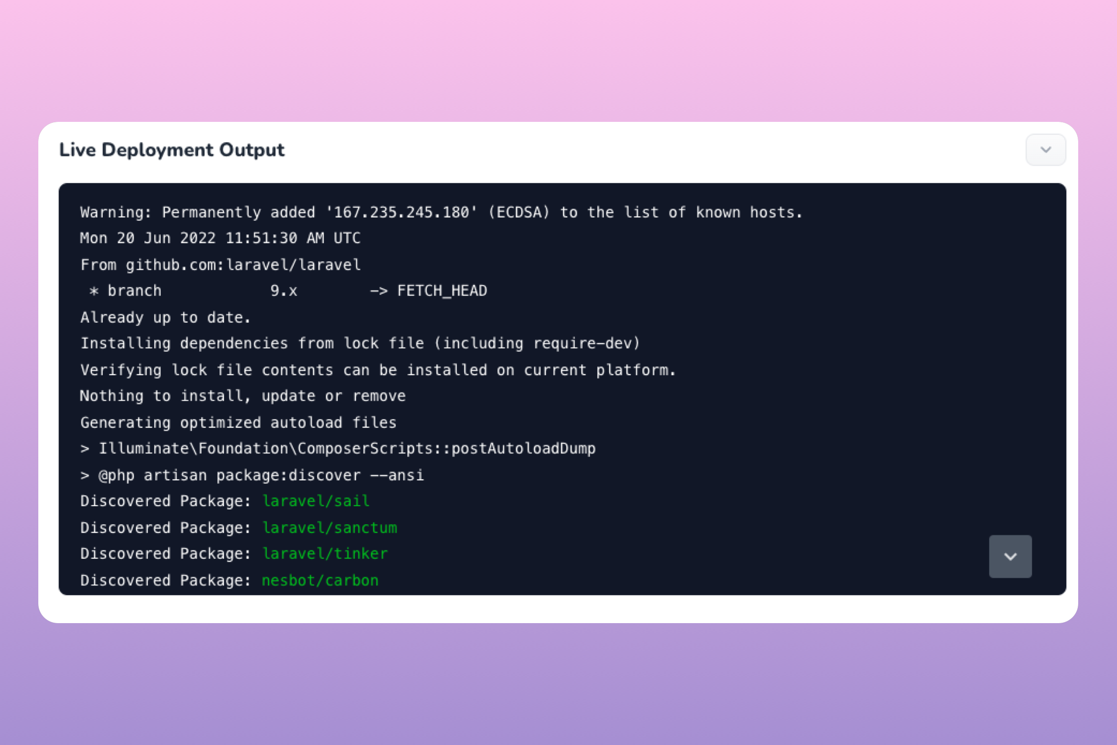 Laravel Forge: Real-Time Deployment Output