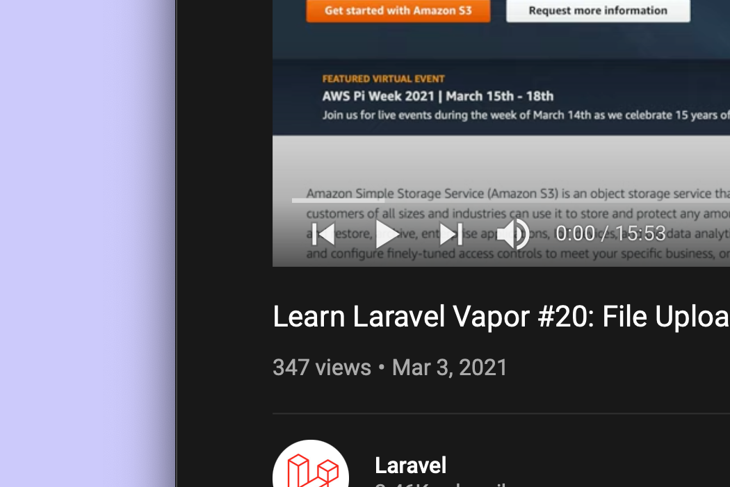 Vapor: "Learn Laravel Vapor" is now available on YouTube